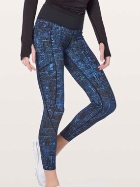 lululemon athletica Blue Black Patterned High-Rise Leggings